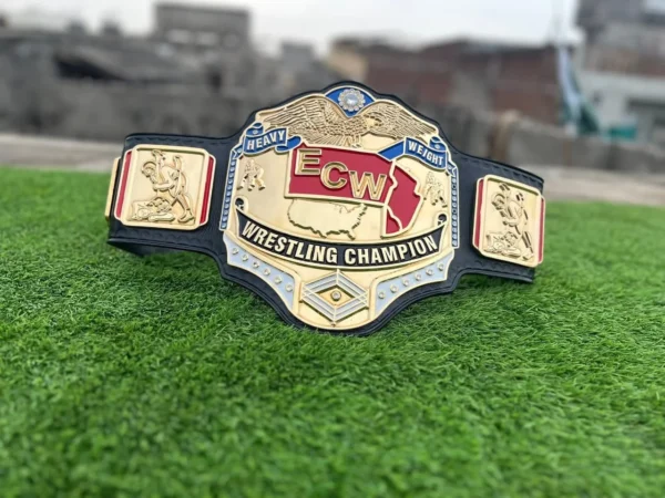 ECW World Heavyweight Wrestling Championship Belt – 4mm Zinc Gold Plated Replica