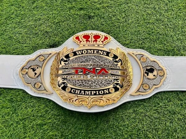 TNA Women’s Wrestling Championship Replica Belt – 4mm Zinc – Dual Gold Plating – High-Quality Leather Strap