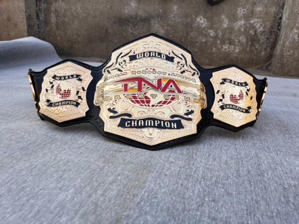TNA World Heavyweight Championship Belt –Gold Plated–4mm zinc–Real Leather strap