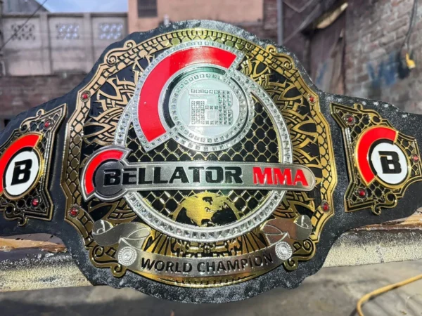 Bellator MMA World Heavyweight Championship Leather Belt Replica | 4MM Gold Palting